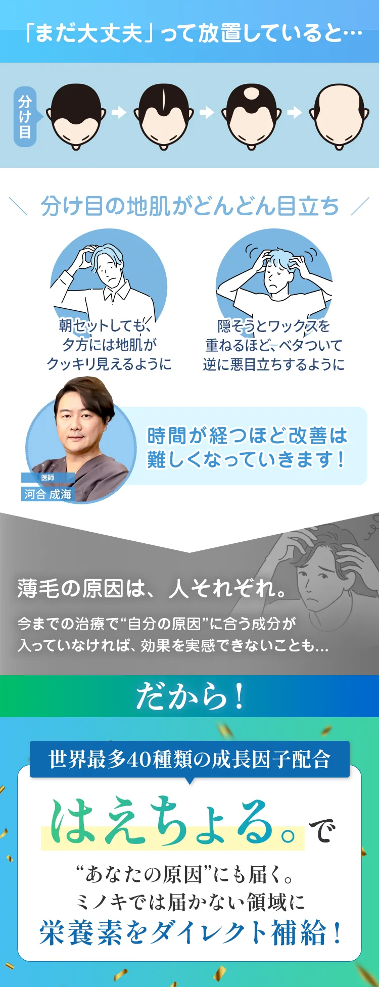 分け目の広がり
